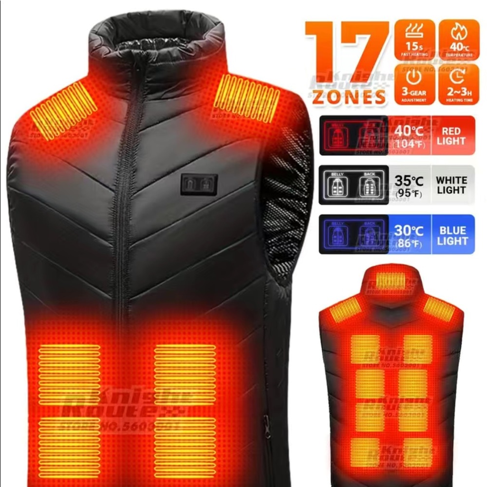 Heated Vest USB Electric Heated Vest with Bluetooth - 17 Heating Zones